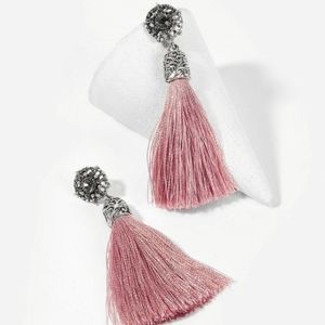 Dancing Powder Pink Tassel Earrings